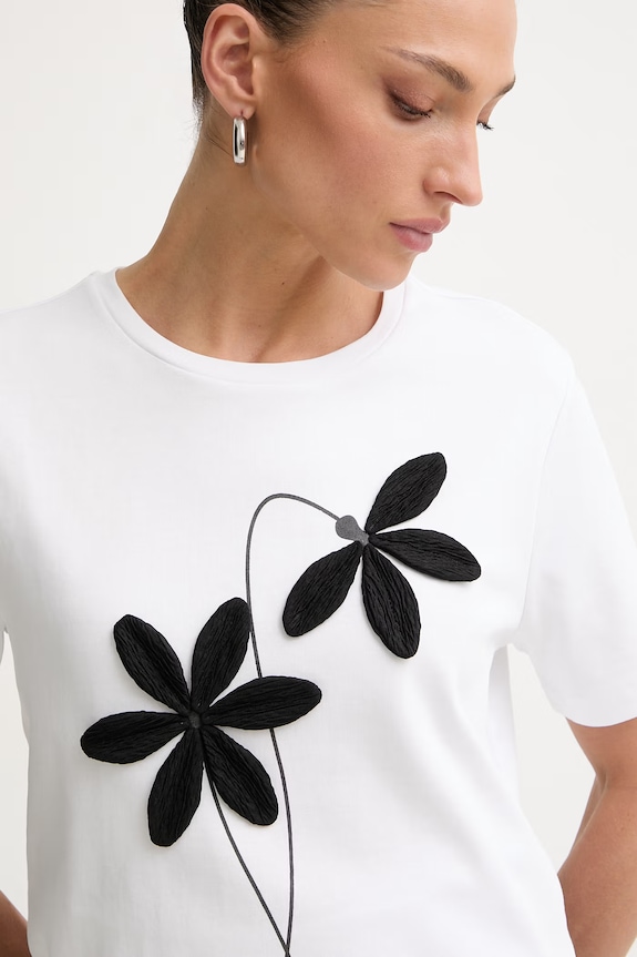 Morgan tricou pentru femei, din bumbac alb DAHLIA