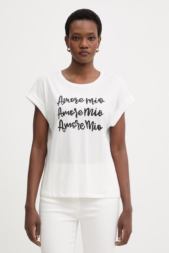 Morgan t-shirt da donna in cotone bianco DANIA
