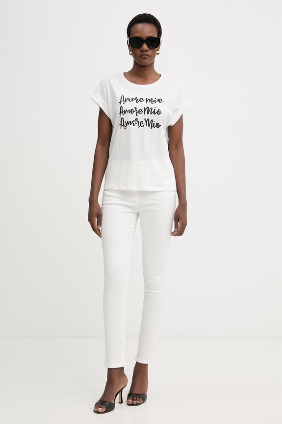 Morgan t-shirt da donna in cotone DANIA bianco SS26