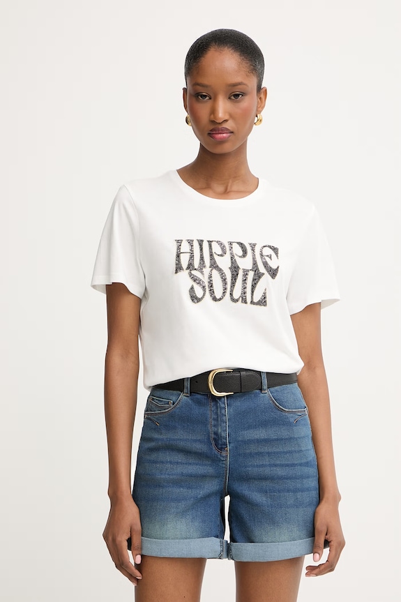 Morgan tricou pentru femei, cu modal alb DARIO