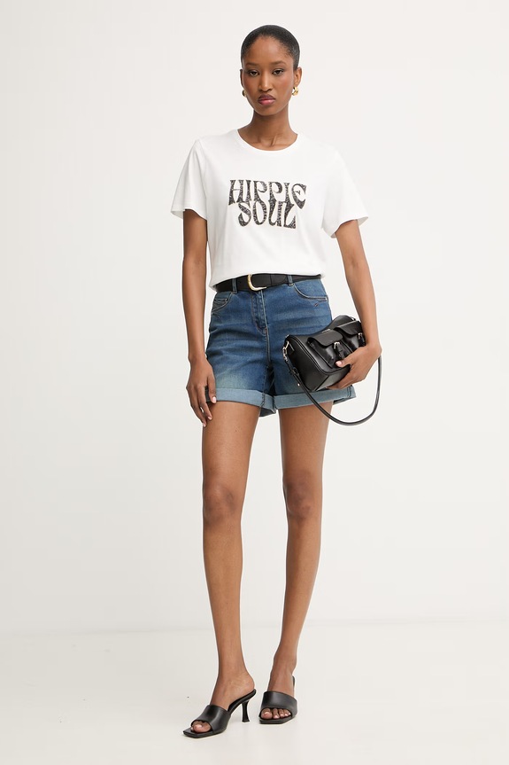 Morgan tricou pentru femei, cu modal DARIO alb SS26