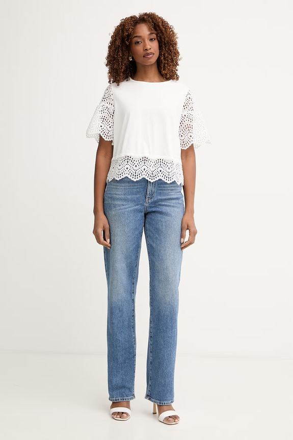 Morgan tricou de damă cu bumbac DCAL bej SS26