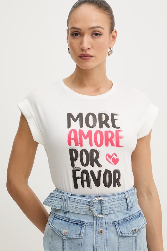 Morgan tricou pentru femei, cu amestec de bumbac alb DFAVOR