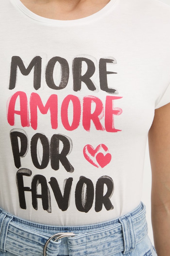 Morgan tricou pentru femei, cu amestec de bumbac DFAVOR alb