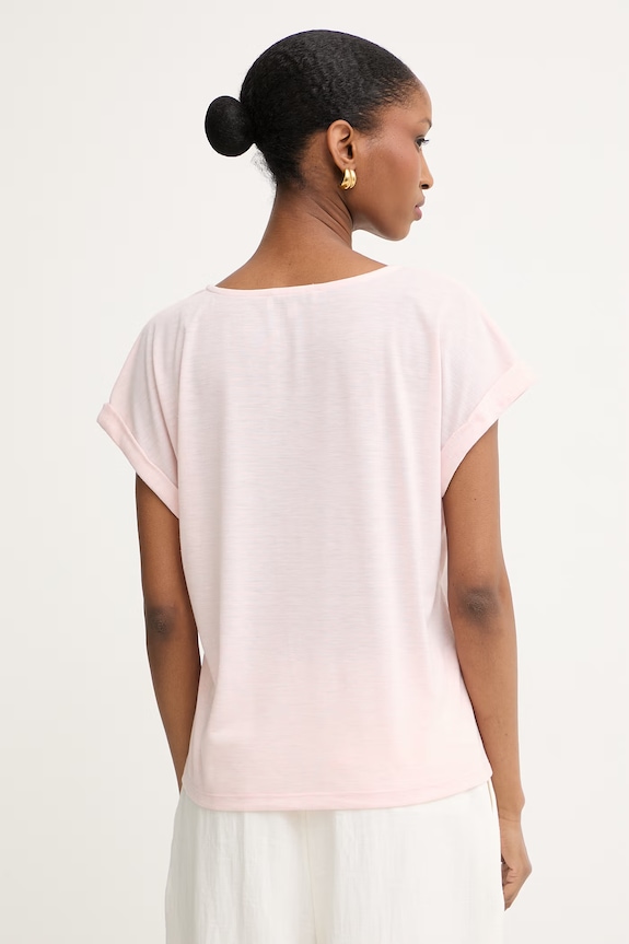 Odzież Morgan T-shirt basic damski z wiskozą DIANA różowy