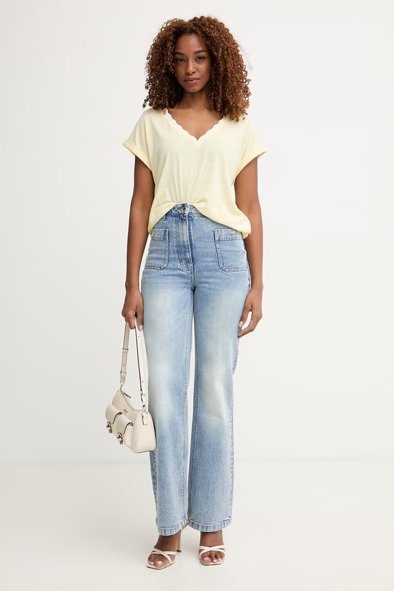 Morgan tricou basic pentru femei, cu vâscoză DIANA galben SS26