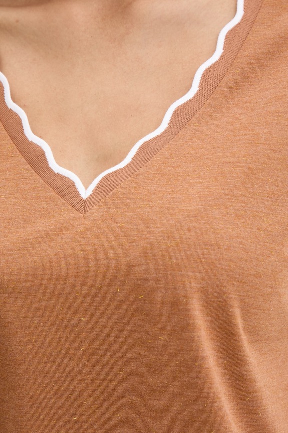 Morgan tricou basic pentru femei, cu vâscoză DIANA maro