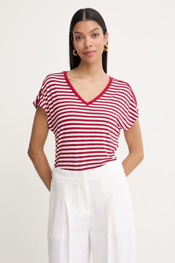 Morgan t-shirt damski z wiskozy czerwony DIVA