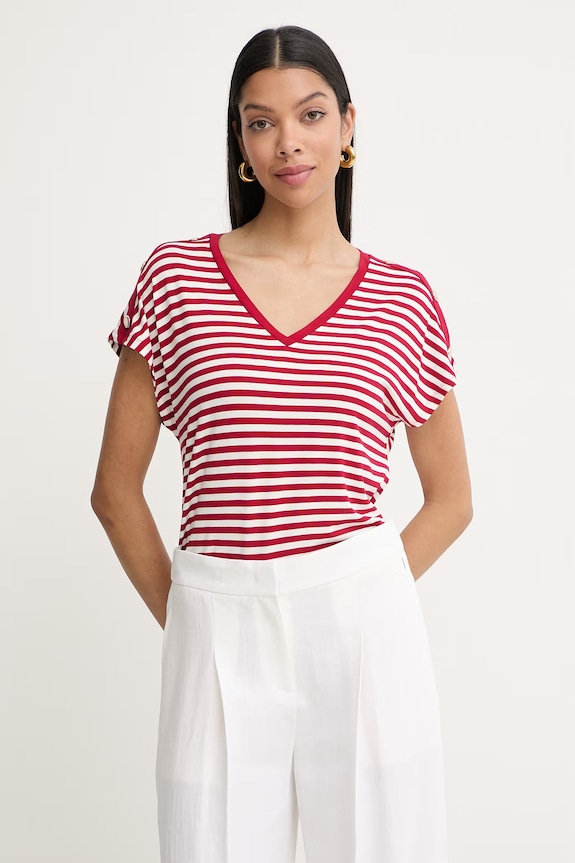 Morgan t-shirt damski z wiskozy czerwony DIVA