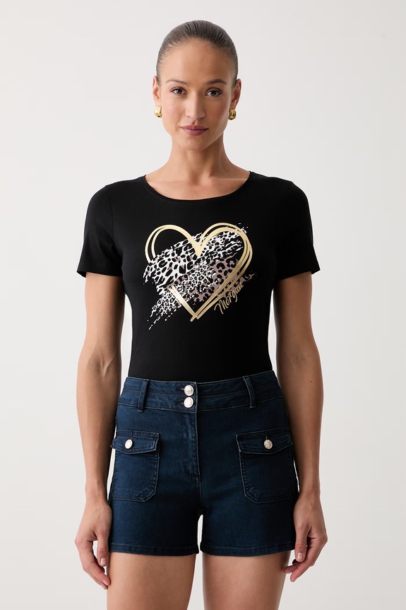 Morgan T-shirt damski z bawełną czarny DLOPI