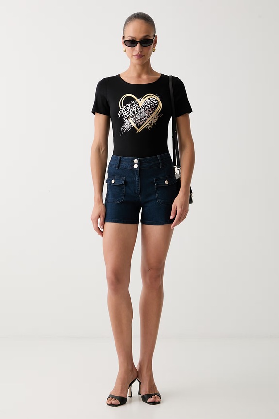 Morgan T-shirt damski z bawełną DLOPI czarny SS26