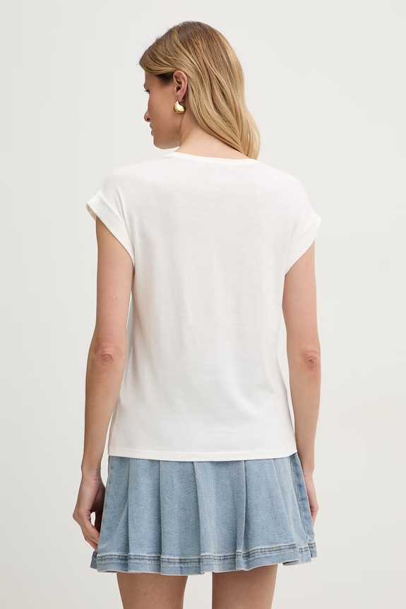 Odzież Morgan t-shirt damski z bawełną DLOUP biały