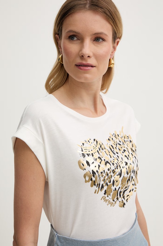 Morgan t-shirt damski z bawełną biały DLOUP