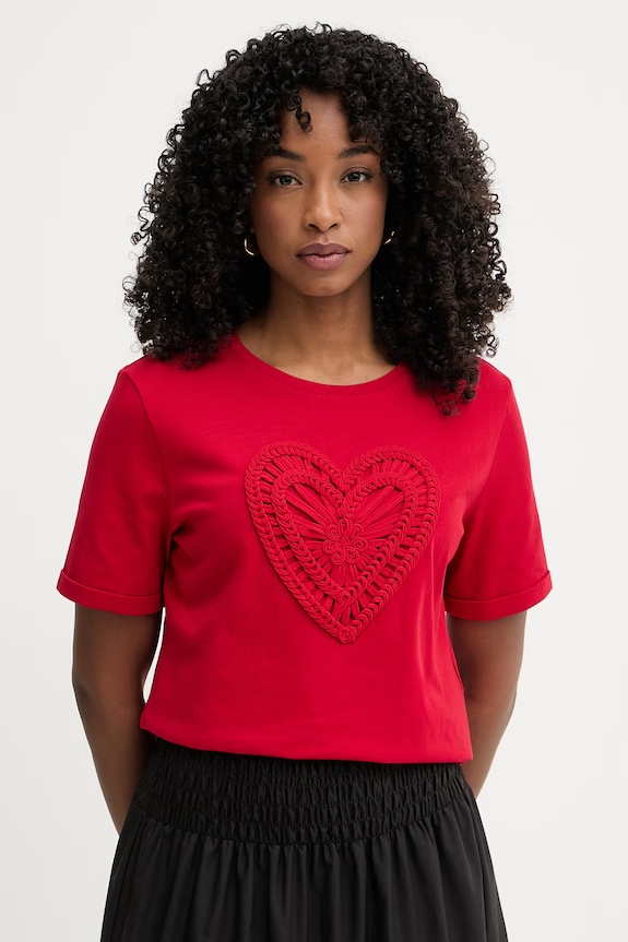 Morgan T-shirt Γυναικείο Βαμβακερό κόκκινο DUROUJ