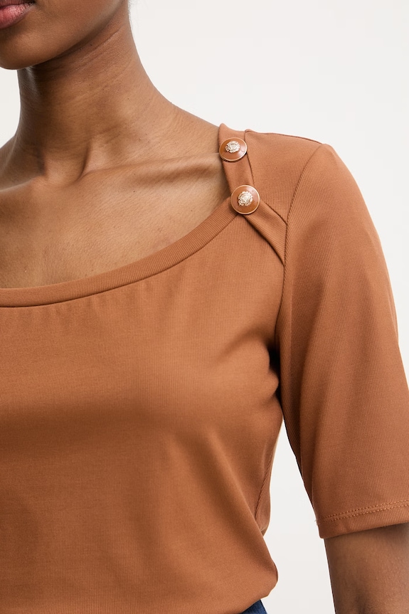 Morgan tricou pentru femei, cu vâscoză THELMA maro