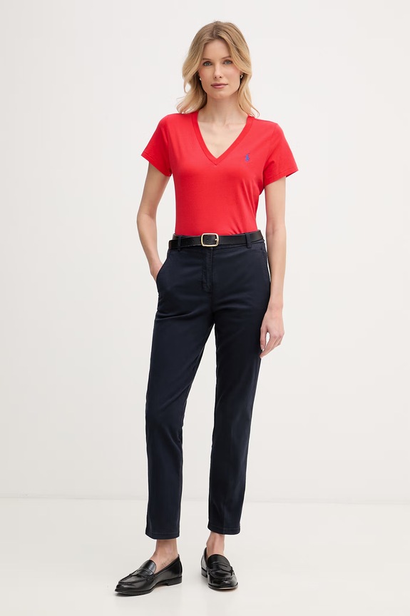 Polo Ralph Lauren T-shirt basic damski bawełniany 211B14611 czerwony SS26