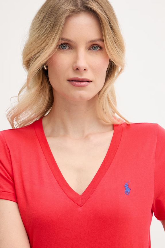 Polo Ralph Lauren T-shirt basic damski bawełniany czerwony 211B14611