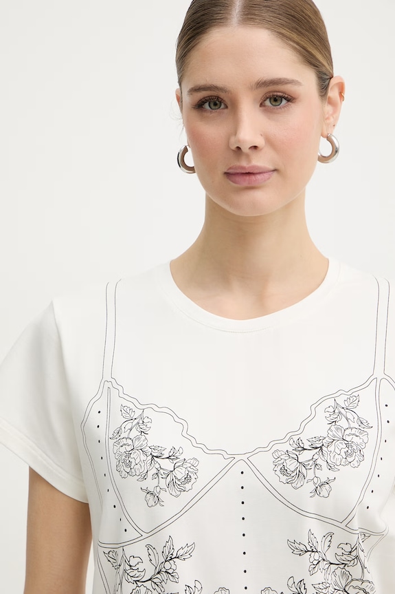 BIZUU t-shirt da donna con cotone BROOKE beige BROOKE.KREMOWY