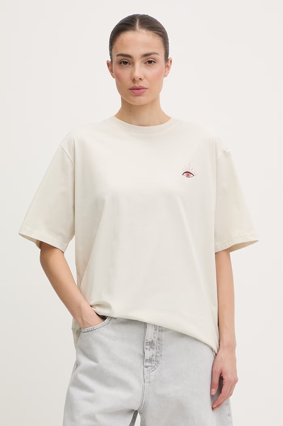Ρούχα Hurley T-shirt γυναικείο βαμβακερό WTSEU00037 μπεζ