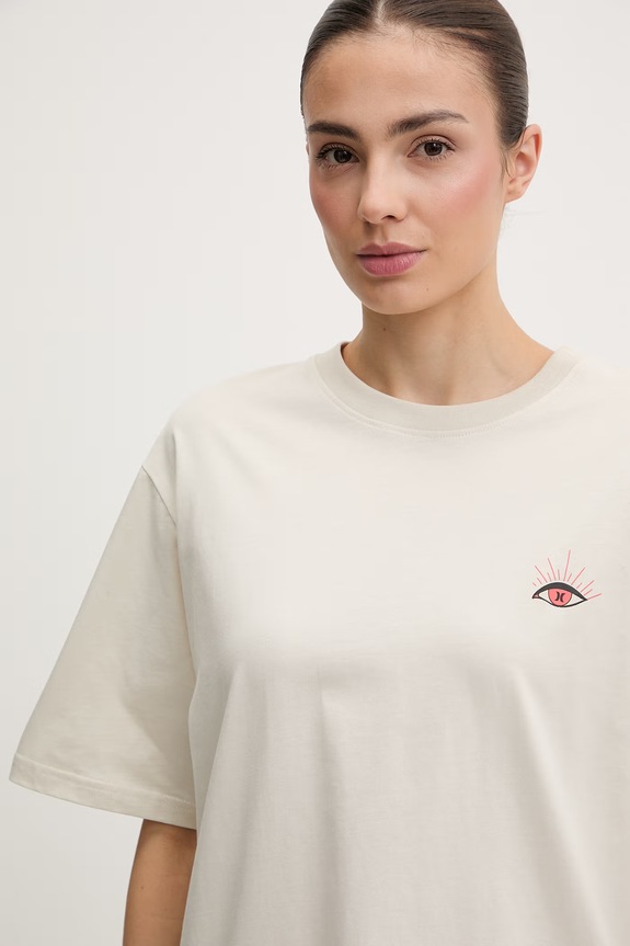 Hurley T-shirt γυναικείο βαμβακερό μπεζ WTSEU00037