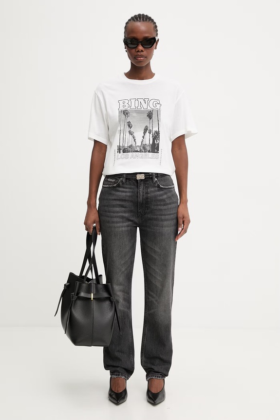 Anine Bing Louis t-shirt bawełniany damski A.08.11614 biały