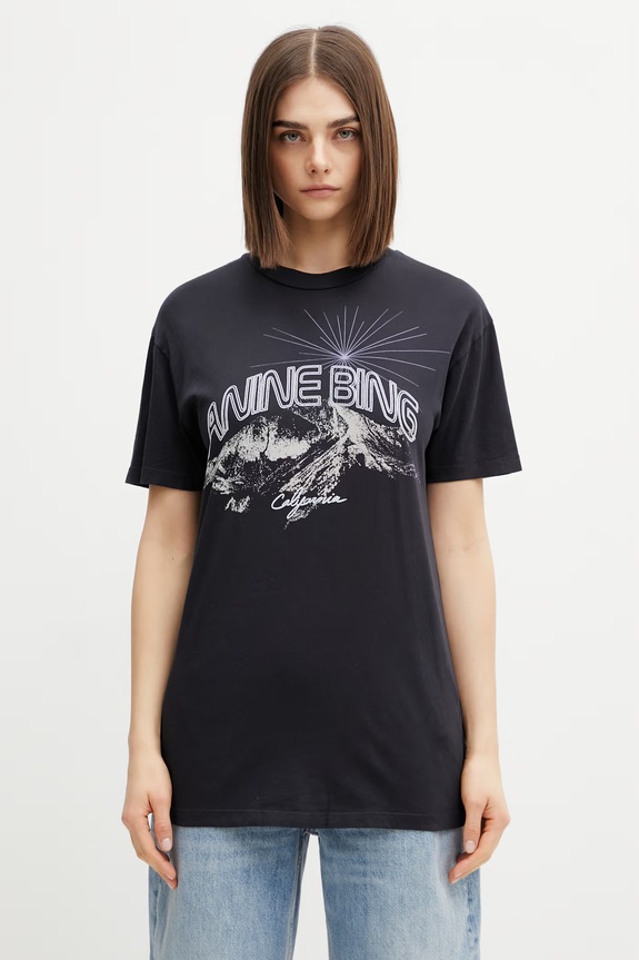 Anine Bing Walker California t-shirt bawełniany damski czarny A.08.11850