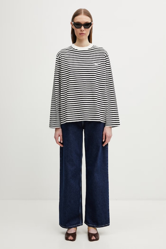 Carhartt WIP блуза с дълги ръкави дамска памучна W' L/S Ezra T-Shirt I036345.3KRXX черен