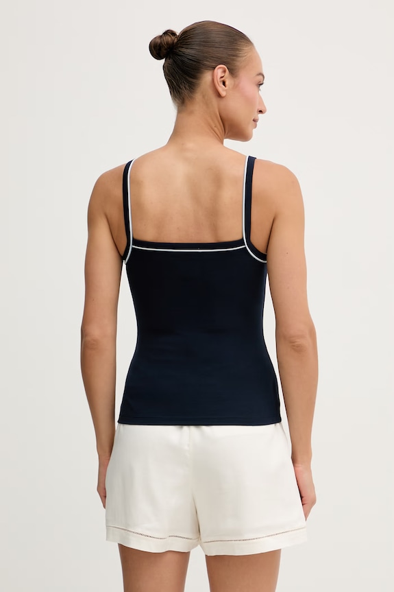 Oblečení Lacoste top dámský s bavlnou TF9902 námořnická modř