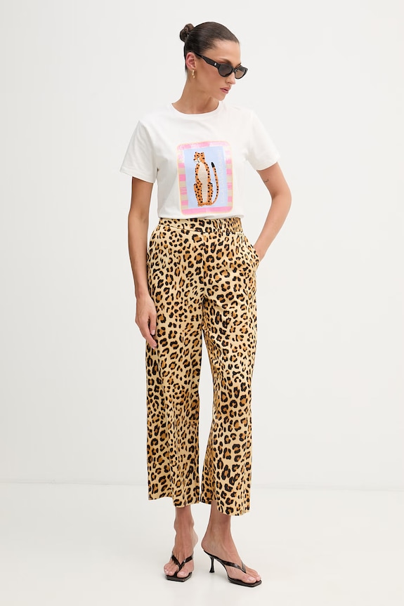 Lola Casademunt tricou pentru femei, din bumbac cu elastan LS2615017 bej SS26