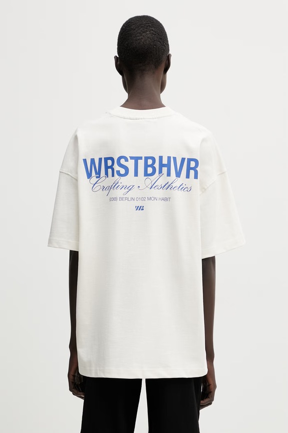 WRSTBHVR Studio V13 t-shirt βαμβακερό γυναικείο μπεζ U1026TT.3440