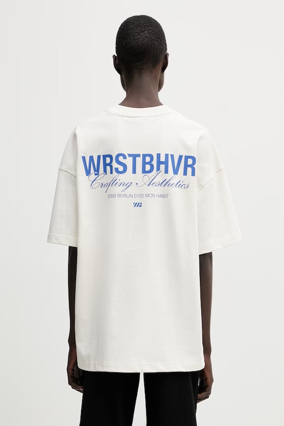 WRSTBHVR Studio V13 t-shirt βαμβακερό γυναικείο μπεζ U1026TT.3440