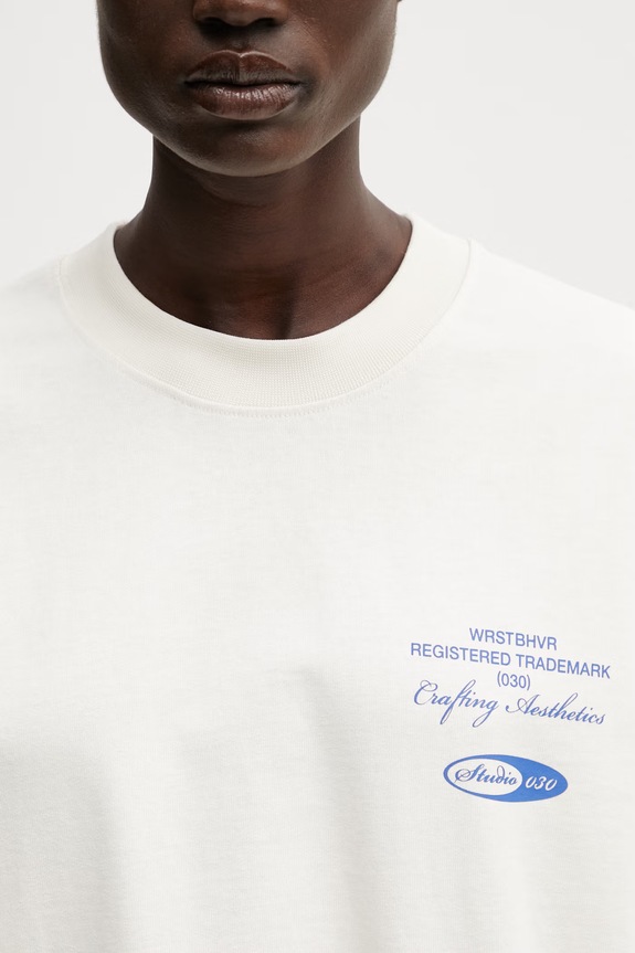 WRSTBHVR Studio V13 t-shirt βαμβακερό γυναικείο μπεζ U1026TT.3440