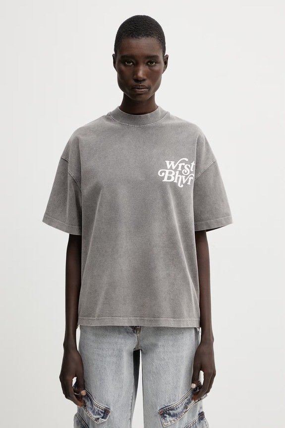 Ρούχα WRSTBHVR Reen V2 t-shirt γυναικείο βαμβακερό U1026TT.3460 γκρί
