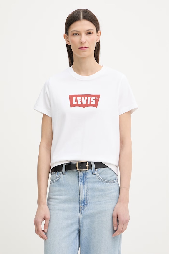 Levi's tricou basic pentru femei, din bumbac GR T2 PERFECT TEE alb 005GV.0024