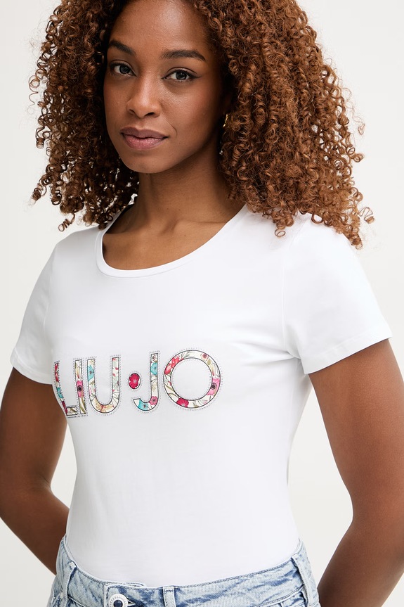 Liu Jo tricou pentru femei bej VA6169.JS003