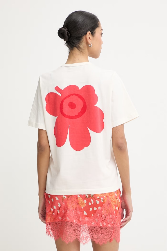 Oblečenie Marimekko tričko dámske bavlnené 095471 béžová