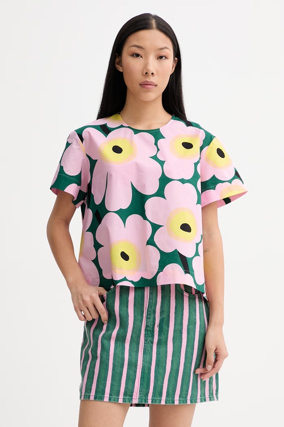 Marimekko T-shirt γυναικείο βαμβακερό ροζ 095626
