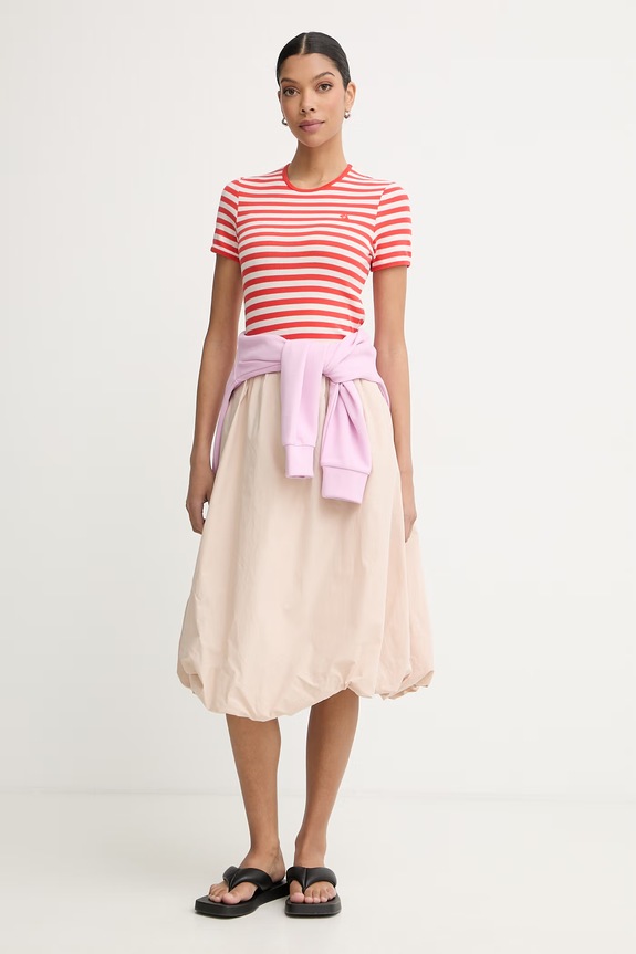 Marimekko tricou pentru femei, din bumbac cu elastan 095484 rosu SS26