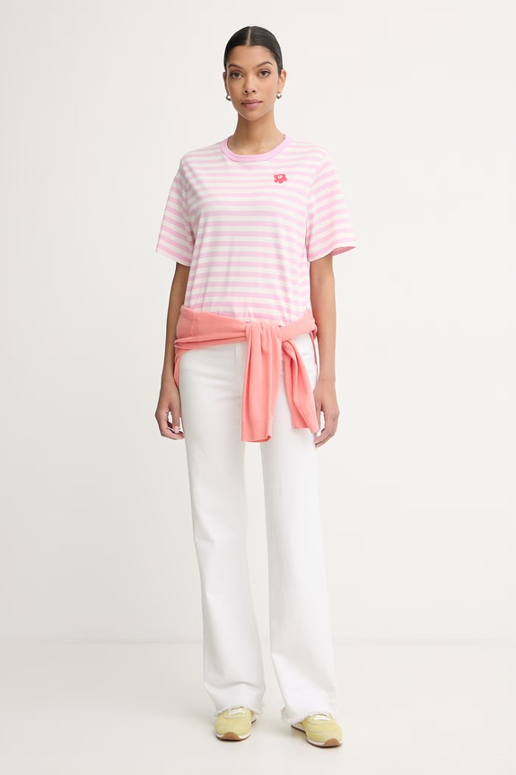 Marimekko t-shirt basic damski bawełniany 095478 różowy SS26