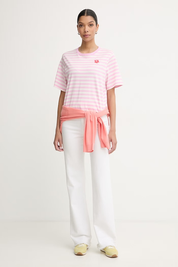 Marimekko t-shirt basic damski bawełniany 095478 różowy SS26