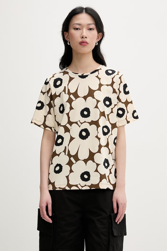 Marimekko tričko dámske bavlnené béžová 095505