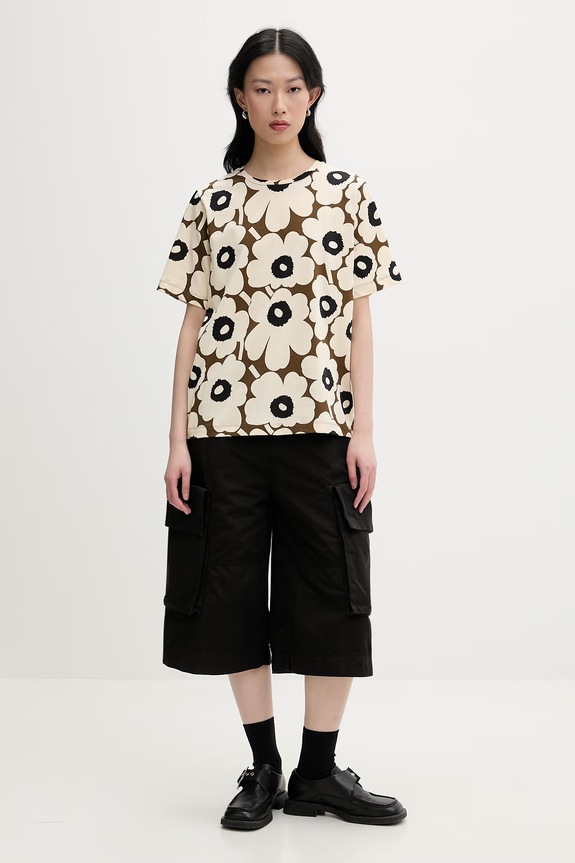 Marimekko tričko dámske bavlnené 095505 béžová SS26
