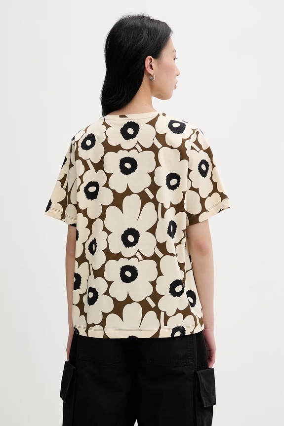 Oblečenie Marimekko tričko dámske bavlnené 095505 béžová