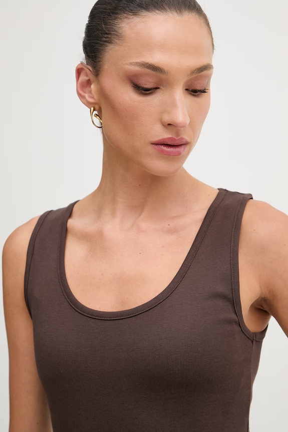 Oblečení United Colors of Benetton top dámský bavlněný 3GA8DH018 hnědá