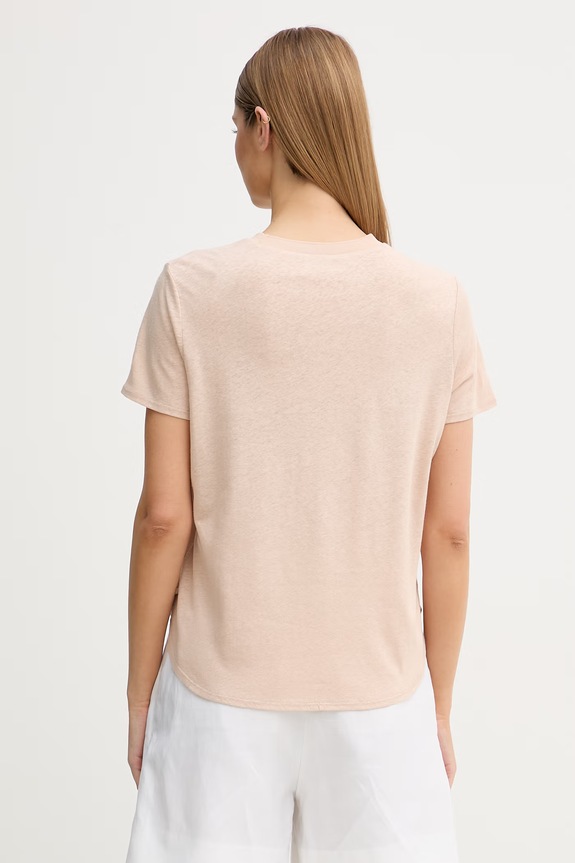 Ruházat Sisley t-shirt női lenvászonnal 3Q8AL108V bézs