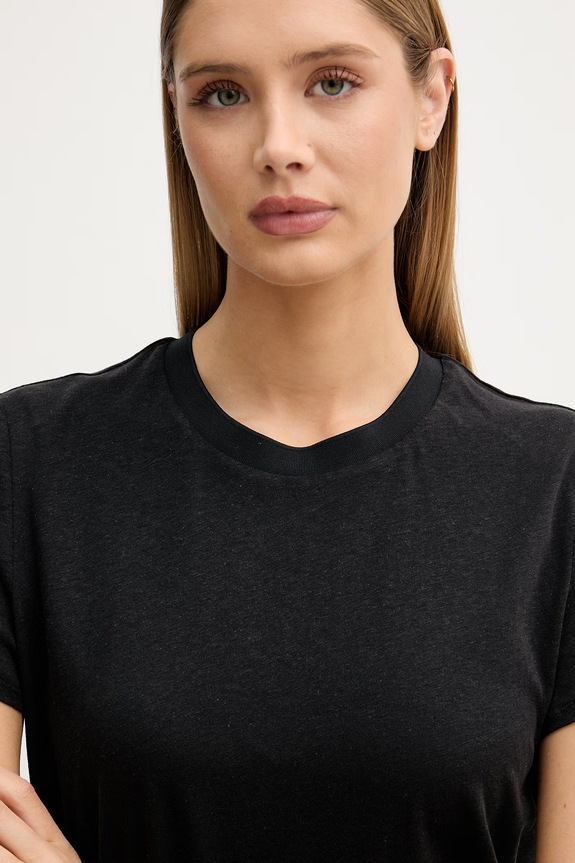 Sisley T-shirt γυναικείο με λινό μαύρο 3Q8AL108V