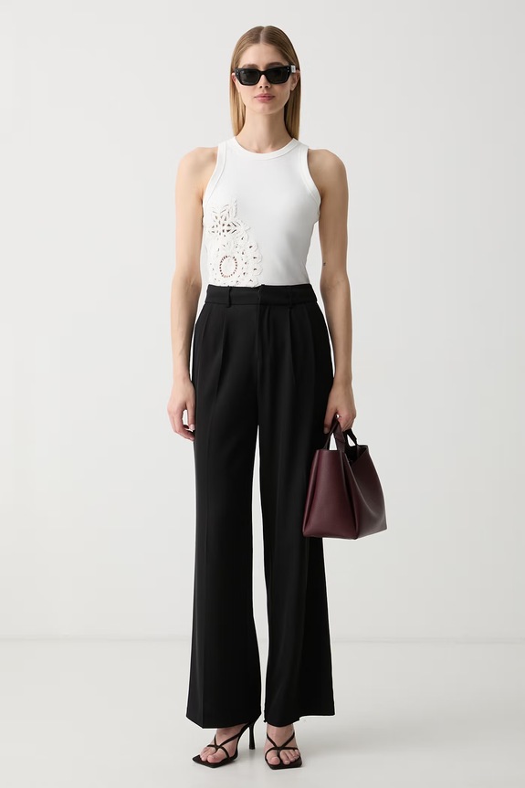 Sisley top za žene s pamukom 3FOLLH01C bijela SS26