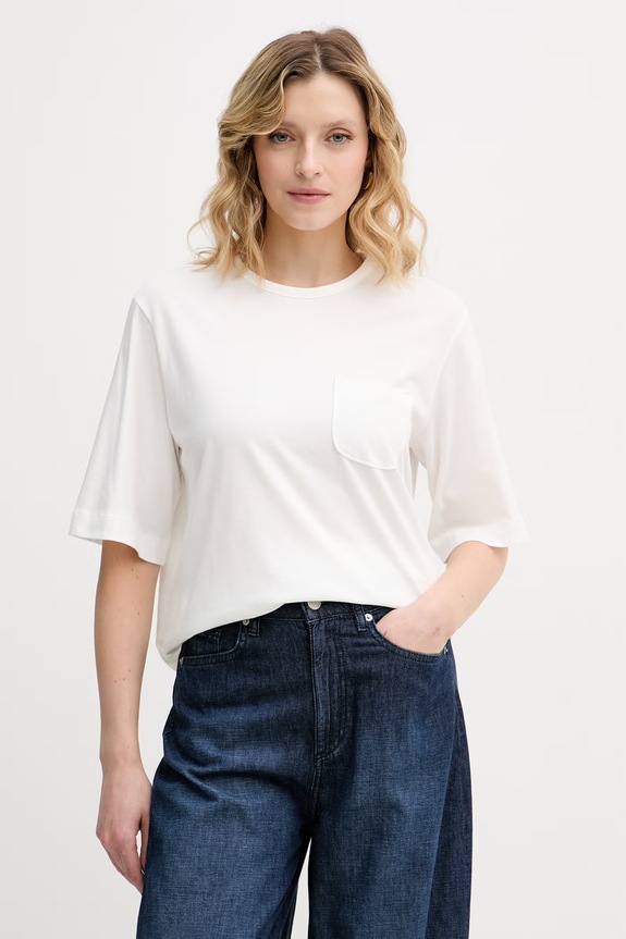 Sisley T-shirt damski bawełniany biały 3I1XL108S