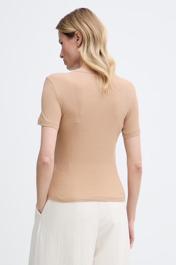 Îmbrăcăminte Sisley tricou de damă din bumbac 3QNXL109E maro
