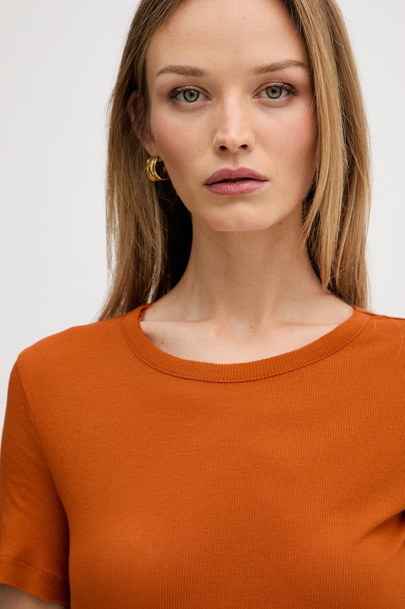 Sisley t-shirt Γυναικείο βαμβακερό πορτοκαλί 3QNXL109E